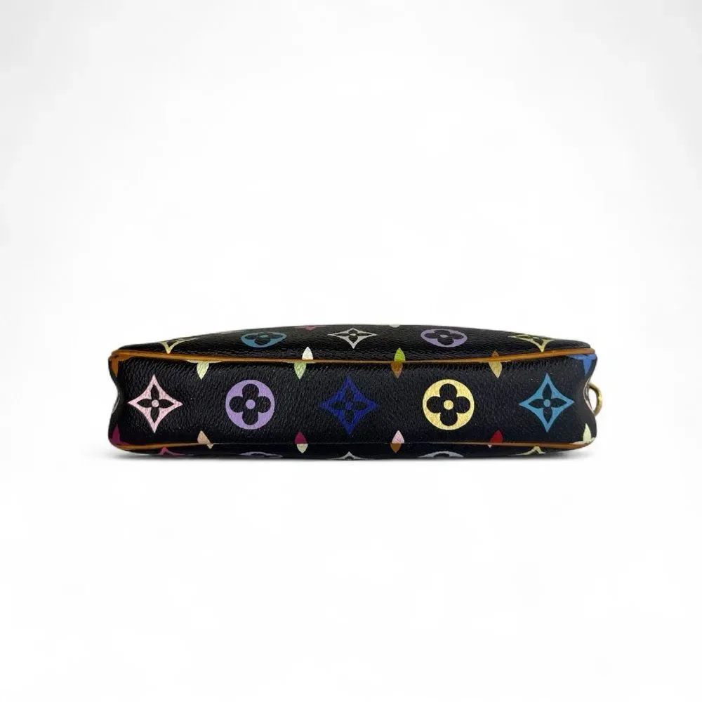 LOUIS VUITTON TAKASHI MURAKAMI Black Multicolor LV Monogram Pochette Accessoire